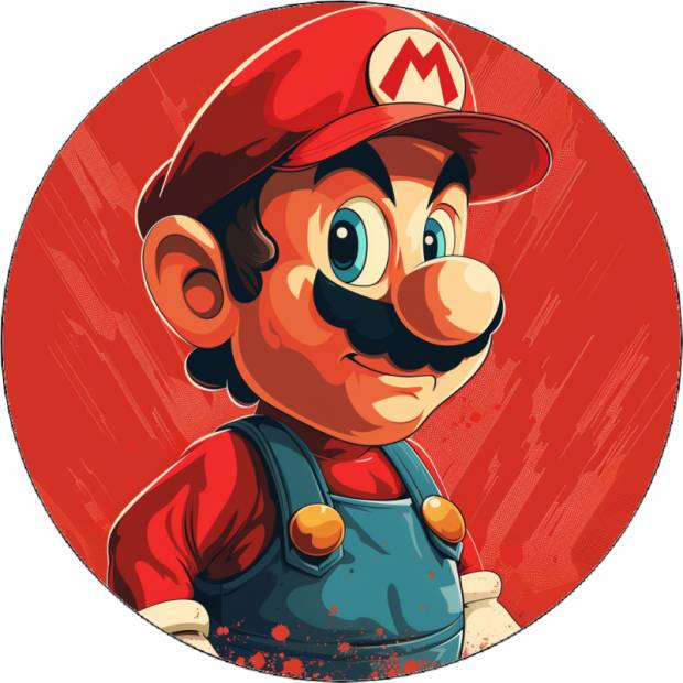 Jedlý papier Super Mario červené pozadie 19,5 cm - Pictu Hap