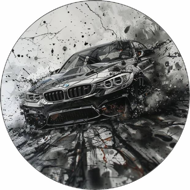 Jedlý papier BMW čiernobiela fotografia 19,5 cm - Pictu Hap