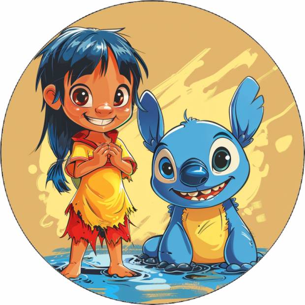 Jedlý papier Lilo a Stitch v kaluži 19,5 cm - Pictu Hap