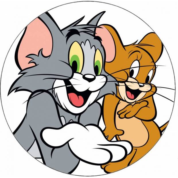 Jedlý papier Tom a Jerry na bielom pozadí 19,5 cm - Pictu Hap