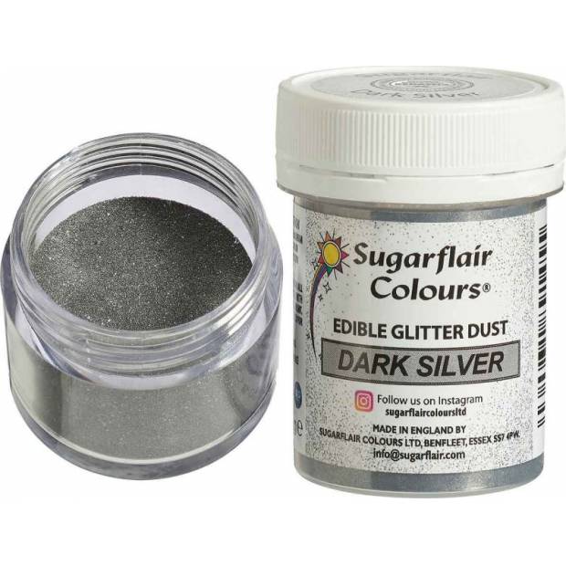 Tmavostrieborné trblietky 10g - Sugarflair