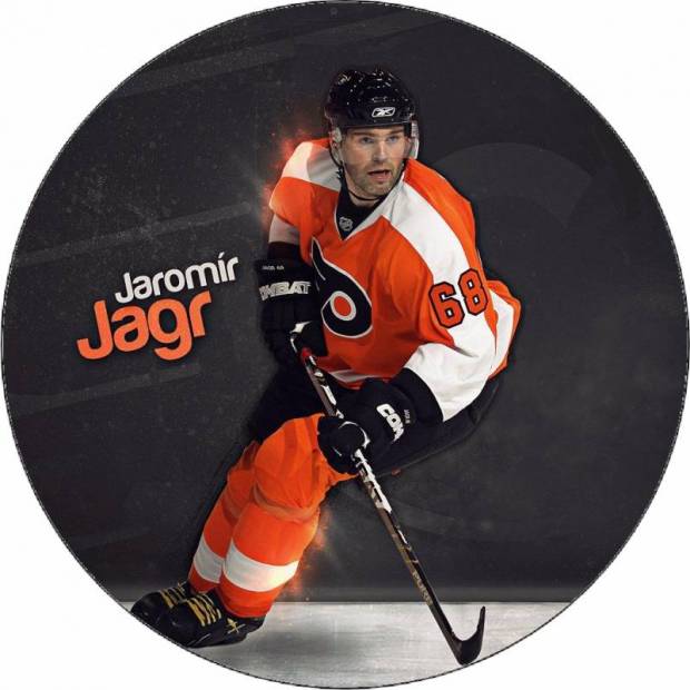 Logo z jedlého papiera Jaromír Jágr oranžový dres 19,5 cm - Pictu Hap