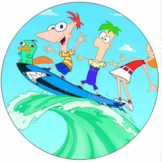 Jedlý papier Phineas a Ferb na surfovacej doske 19,5 cm - Pictu Hap