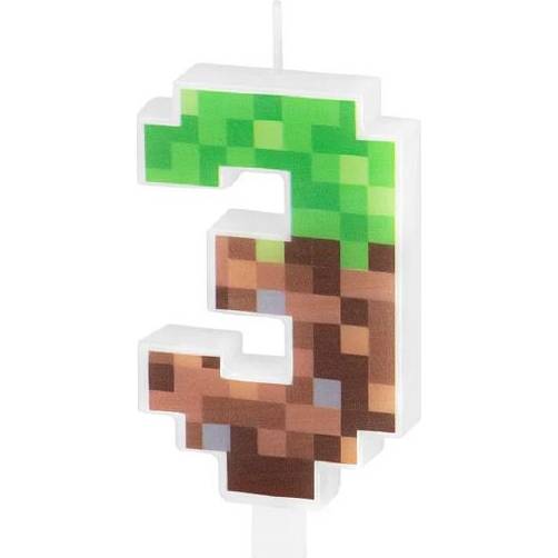 Sviečka Minecraft 7cm číslo 3 - Party Pal