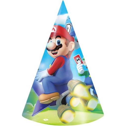 Párty papierová čiapka Mario 6ks - Cakesicq