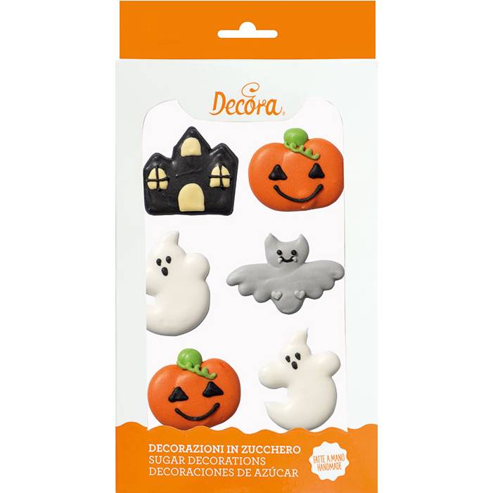 Cukrová dekorácia Halloween tekvica, duch a strašidelný kostol 6 ks - Decora