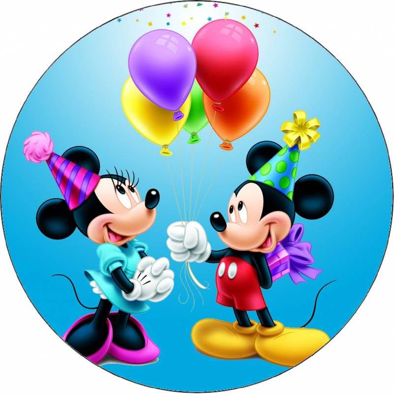 Jedlý papier Mickey a Minnie narodeniny 19,5 cm - Pictu Hap - Pictu Hap