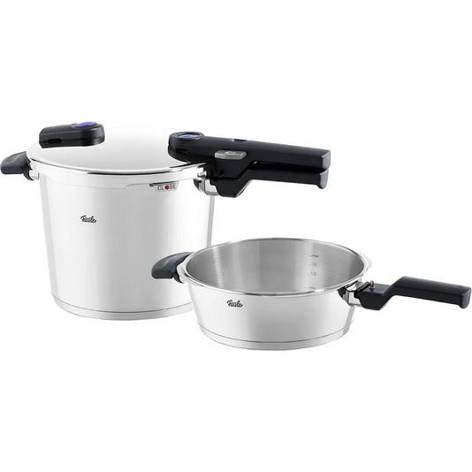 Tlakový hrniec 6 l a tlaková panvica 2,5 l - nerezová oceľ - Vitaquick® NEW - Fissler - Fissler